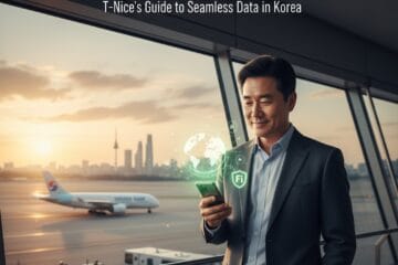 T-Nice using Google Fi at an international airport in Korea, saving money on roaming with seamless data.